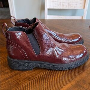 Franco Sarto Shiny Maroon Ankle Boots